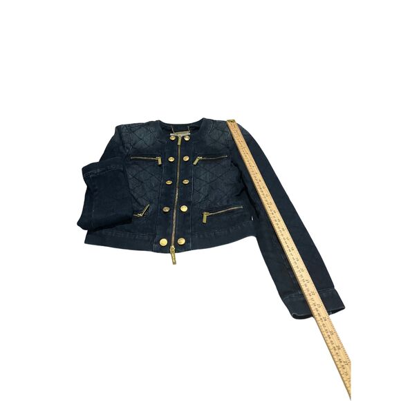 Michael Kors Quilted Denim Jacket with Gold Accents – Size XS - Picture 4 of 12